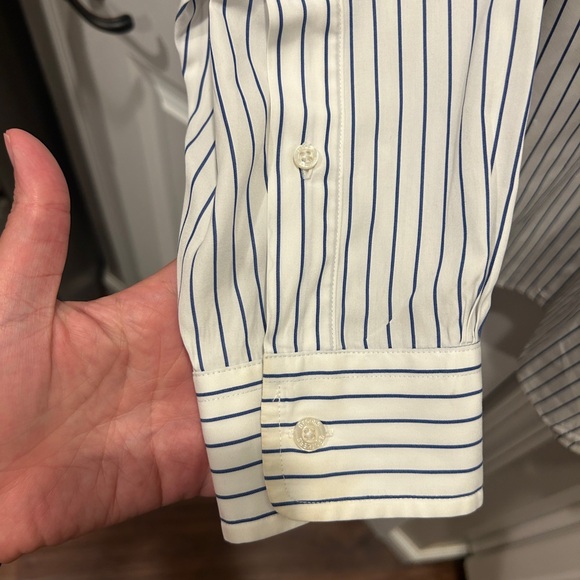 Men’s Brooks Brothers Striped Button up Shirt White Blue XL - Picture 3 of 9